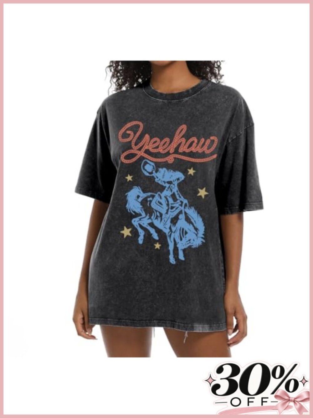 Women Vintage Cowgirl Graphic Tee Oversized Western Country T-Shirt Cotton